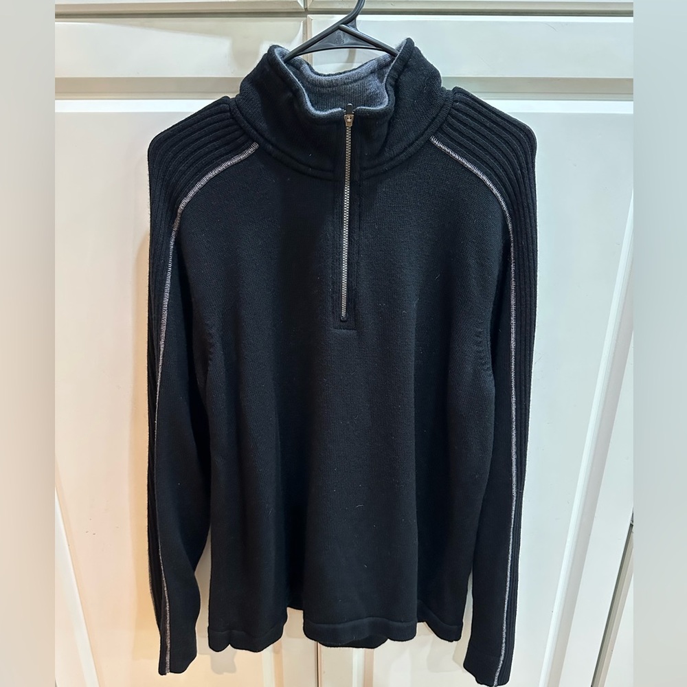 Ibex Heavy Wool 1/2 zip Black mens jacket Size XL